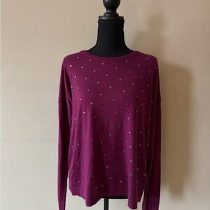 Caslon Deep Purple Knit Sweater Top Medium